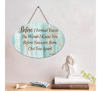 LMMIXEE Panneau vintage en bois avec verset de la Bible de Jésus « Before I Formed You in The Wood » - 10,2 x 15,2 cm - Décoration murale pour cuisine, chambre à coucher, salon, foyer