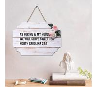 LMMIXEE Plaque en bois avec verset de la Bible rustique « As For Me & My House We Will Serve Sweet Tea North » - Décoration murale rétro pour maison, bars, clubs, cafés, fêtes d'hommes - 10,2 x 15,2