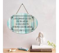 LMMIXEE Plaque en bois rustique avec verset de la Bible de Jésus « A New Command I Give You Love One An » - Décoration murale rétro pour la maison, les bars, les clubs, les cafés, les fêtes d'hommes