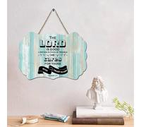 LMMIXEE Plaque en bois rustique avec verset de la Bible de Jésus The-LORD-is-good,-a-refuge-in-times-of-trouble - Décoration murale vintage en bois pour la maison, la grotte, la porte, le porche