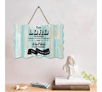 LMMIXEE The-LORD-is-good,-a-refuge-in-times-of-trouble Plaque murale chrétienne rustique en bois pour salon, cuisine, décoration d'intérieur 15,2 x 25,4 cm