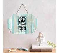 LMMIXEE The LORD Lives! Praise Be to My Rock! Panneau en bois humoristique pour décoration murale chrétienne rustique pour salon, cuisine, cadeau de pendaison de crémaillère, 15,2 x 25,4 cm