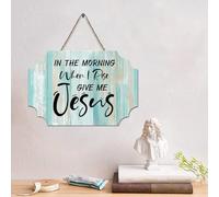 LMMIXEE Verse de la Bible rustique en bois chrétien « In The Morning When I Rise » - Décoration murale vintage en bois pour maison, bars, clubs, cafés, fêtes d'hommes - 10,2 x 15,2 cm