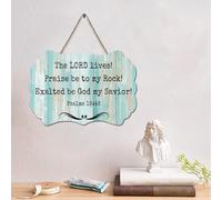 LMMIXEE Verse de la Bible rustique en bois - Signes chrétiens « The LORD Lives » - Décoration murale vintage en bois pour maison, maison, grotte, porche, fête de jardin - 10,2 x 15,2 cm