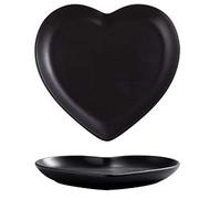 LMMJYF 2 pièces d'assiette créative d'amour Nordique Assiette en céramique en Forme de Coeur Plateau à gâteau Assiette à Dessert aux Fruits-Noir_8 Pouces 20,5 cm * 20 cm * 2,3 cm