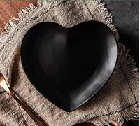 LMMJYF 7.5/10.5 Pouces Plaque d'amour Maison Assiette en Forme de Coeur Assiette à Dessert créative Plaque de Coeur de pêche Nordique ins-Plaque Noire de 7,5 Pouces_1 Article