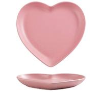 LMMJYF Assiette créative d'amour Nordique de 6/8 po Assiette de Couple en Forme de Coeur Vaisselle en céramique Bol à Soupe de 8 po-Assiette Rose de 6 Pouces
