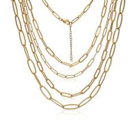 LMMSHA 5pcs Gold Acier Inoxydable Colliers en Vrac ovales Bijoux chaînes réglables Chokers Crafts Bricolage