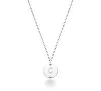LMMSHA Argent Sterling ou carats Jaune sur Le Pendentif Initial Rond pour Les Femmes chaîne 2 Pouces, Collier de Lettres délicate fabriquée en Italie