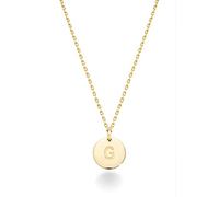 LMMSHA Argent Sterling ou carats Jaune sur Le Pendentif Initial Rond pour Les Femmes chaîne 2 Pouces, Collier de Lettres délicate fabriquée en Italie
