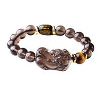 LMMSHA Bracelet de Feng Shui, Feng Shui Black Obsidian Bracelet Seed Seed Obsidian Agate Heart Sutra Bracelet Couple Attire la Richesse pour Une Bonne Fortune, Une Richesse chanceuse (Noir, 12 mm)