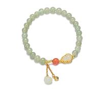 LMMSHA Bracelet de Transfert de Guofeng Fu Lu Silver Hand Hetian Jade Gourd Tassel Hand String