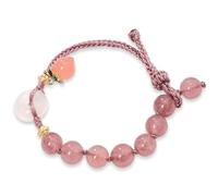 LMMSHA Bracelet en Cristal Rose Naturel pour Femmes Feng Shui Charme, Amour Chance, Bonne Fortune pour Petite Amie, Femme ou Bouton de Partenaire, Petit
