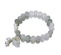 LMMSHA Bracelet en Cristal Vert fei cui Jade Bracelet Fleur Lily Charme Bijoux joelry Feng Shui Richesse Bracelet Talisman Pierre de Pierre spirituelle de la tranquillité de cartones / 2156