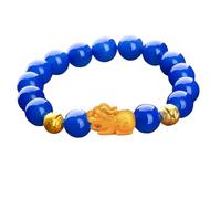 LMMSHA Bracelet Feng Shui, Bracelet de Richesse Feng Shui Rare Pure Royal Blue Blue Carnelian Agate Chakra Gemstone Quartz Perles Attire de l'argent Créativité Luck Fortune Talisman Paix