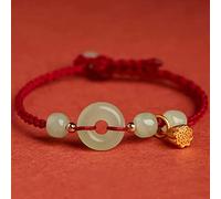 LMMSHA Bracelet Feng Shui, Bracelet Feng Shui Bracelet à la Main Bracelet HETIAN Jade BRACHE Harmony Boucle Charme Gold Bracelet RÉGLABLE Bon Good Luck Bracelet Amulet Femmes Cadeau (Pendant Rouge