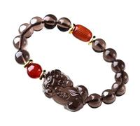 LMMSHA Bracelet Feng Shui, Feng Shui Black Obsidian Bracelet Seed Seed Obsidian Agate Heart Sutra Bracelet Couple Attire la Richesse pour Une Bonne Fortune, Une Richesse chanceuse (Rouge, 10 mm)