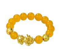 LMMSHA Bracelet Feng Shui, Feng Shui Bracelet Bracelet Yellow Councelian Chakra Vietnamien Gold Agate Bracelet Mantra Spaceur Amulet Bâtiment Bâtiment Contre Les Mauvais Esprits