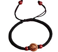 LMMSHA Bracelet Feng Shui, Feng Shui Bracelet Cinnabar Crystal Stone Bracelet Chinois Zodiaque Animal Charme Red String Bracelet Chakra Bracelet Crystal Good Luck Amulet (Black Rope Dog)