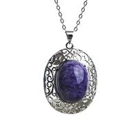 LMMSHA Colliers Purple Natural Charoite Gemstone Crystal Silver Fashion Woman Pendant