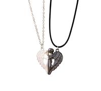 LMMSHA en Argent Sterling pour Femmes Hommes, de Chien Maman Enfant des Ailes Anges étreint, Deux Mains câlins Bisous Collier, Colliers