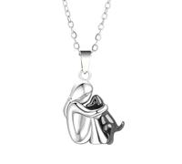 LMMSHA en Argent Sterling pour Femmes Hommes, de Chien Maman Enfant des Ailes Anges étreint, Deux Mains câlins Bisous Collier, Colliers