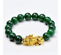 LMMSHA Feng Shui Wealth Bracelet Gold Pi Yao Bracelet en Cristal de Jade Vert sèche Authentique pour guérir la prospérité Chakra Gemstone Talisman pour Monnaie Luck Happiness / 1990, 21213
