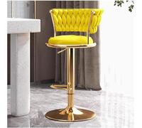 LMMSHA Lot de 2 tabourets de Bar en Velours à Hauteur de comptoir avec Dossier Bas Cadre doré, chaises pivotantes pour îlot de Cuisine, Bistro, Restaurant (D)