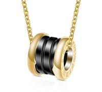 LMMSHA Mignon chaîne Hommes Bijoux Roman Numerals Collier en céramique pour Femmes Classic Blanc Noir Pendentif Spirale Goldwithblack