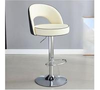 LMMSHA Tabouret de Bar pivotant réglable en Cuir PU avec Dossier, Chaise d'îlot de Salle à Manger en métal argenté Noir pour la Maison (Blanc, 62-82 cm, Pieds argentés)