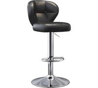 LMMSHA Tabourets de Bar pivotants à Hauteur réglable Marron Rouge Noir Vert Gris Simili Cuir Coussin de siège Haute résilience (Noir, Pieds argentés)