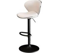 LMMSHA Tabourets de Bar pivotants, siège réglable en Hauteur 63-83 cm, tabourets de Bar avec Dossier Repose-Pieds, chaises de comptoir rembourrées en Cuir synthétique (Blanc, Pieds Noirs 63-83 cm)