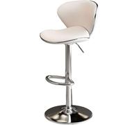 LMMSHA Tabourets de Bar pivotants, siège réglable en Hauteur 63-83 cm, tabourets de Bar avec Dossier Repose-Pieds, chaises de comptoir rembourrées en Cuir synthétique (Blanc, Pieds argentés 63-83