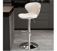 LMMSHA Tabourets de Bar réglables en Hauteur, pivotants, en Cuir PU, rembourrés avec Dossier Repose-Pieds Solides (Blanc, Pieds argentés 63-83 cm)