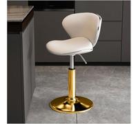 LMMSHA Tabourets de Bar réglables en Hauteur, pivotants, en Cuir PU, rembourrés avec Dossier Repose-Pieds Solides (Blancs, Pieds dorés de 45 à 55 cm)