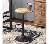 LMMSHA Tabourets de Cuisine rétro réglables avec Dossier, Chaise de Salle à Manger, Tabouret de Bar en Cuir PU, Repose-Pieds, Hauteur 60 à 80 cm pivotant (Beige)