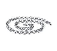 LMMSHX 2-10MM Cable Chain, Fermeture Cadenassée Étiquette en Or/Silver Oval Chaîne d'Ancre de Bois pour Hommes et Garçons