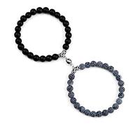 LMMSHX Bracelets de Couple 2pcs Aimant d'attraction Bracelet d'onyx en Pierre altérée Naturelle pour Les Bracelets d'amant Cadeau