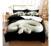 LMMSMGS Housse de Couette 140x200 Serpent Blanc Parure de Lit 140x200 Enfant 1 Personnes avec Fermeture Éclair Doux Respirant Microfibre Housse de Couette et 1 Taie d'oreiller 65x65 cm