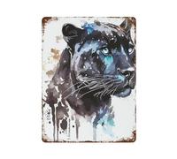 LMMZPUD Affiche d'animal aquarelle Jaguar Décoration murale en métal Affiche moderne Bar Décorations 40 x 30 cm