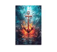 LMMZPUD Poster décoratif sur toile représentant une ancre de feu - Poster mural moderne pour chambre à coucher - 30 x 45 cm