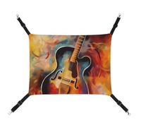 LMNGH Hamac à suspendre pour chat - Hamac respirant pour chat - Coussin endormi réglable - Motif aquarelle abstrait - Guitare imprimée - Hamac pour animal domestique