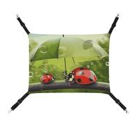 LMNGH Hamac à suspendre pour chat - Respirant - Coussin de repos - Réglable - Coccinelle amusante tenant des parapluies - Lit pour chat - Hamac pour animal domestique
