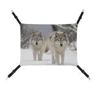 LMNGH Hamac à suspendre pour chat - Respirant - Coussin de repos - Réglable - Deux loups marchant dans la neige - Lit pour chat - Hamac pour animal domestique
