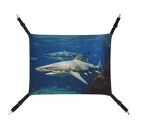 LMNGH Hamac à suspendre pour chat - Respirant - Coussin de repos réglable - Deux requins blancs - Lit pour chat - Hamac pour animal domestique