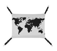 LMNGH Hamac à suspendre pour chat - Respirant - Coussin de repos réglable - Motif carte du monde - Noir