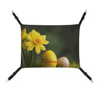 LMNGH Hamac à suspendre pour chat - Respirant - Coussin de repos réglable - Motif fleurs jaunes et œufs - Hamac pour animal domestique