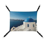 LMNGH Hamac à suspendre pour chat - Respirant - Coussin de repos - Réglable - Santorin - Île grecque - Vue sur la mer - Lit pour chat - Hamac pour animal domestique