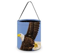 LMNGH Sacs cadeaux avec poignée fourre-tout portable seau cadeau magnifiquement 3D aigle à tête blanche volant imprimé sac à bonbons panier fourre-tout, Pygargue à tête blanche 3D volant, 7.9x8.3