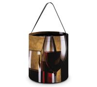 LMNGH Sacs cadeaux avec poignée fourre-tout pour bonbons, seau cadeau portable magnifiquement trois bouteilles de vin et verre sur sac à bonbons imprimé panier à bonbons fourre-tout, Trois bouteilles